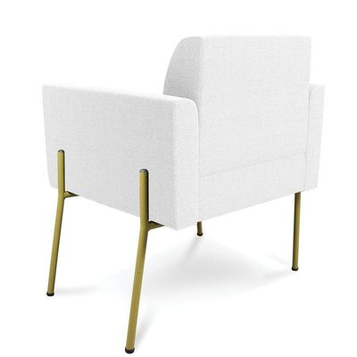 Poltrona Sala De Estar Pé Ferro Dourado Marisa Bouclê Off White D03 - DRossi