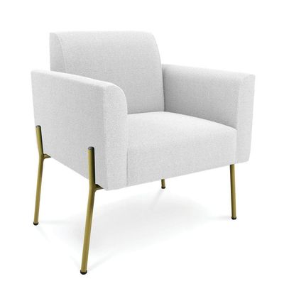 Poltrona Sala De Estar Pé Ferro Dourado Marisa Bouclê Off White D03 - DRossi