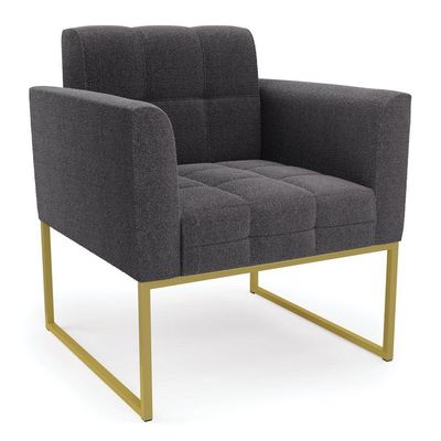 Namoradeira E 2 Poltronas Industrial Dourado Elisa Bouclê Grafite D03 - DRossi