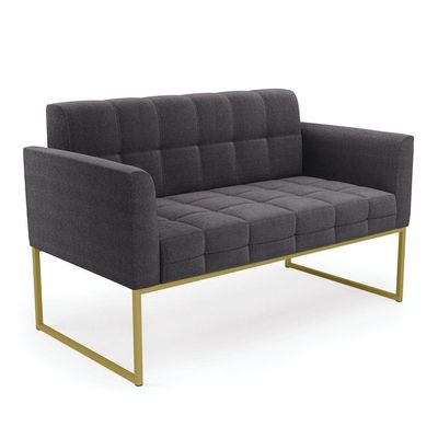 Namoradeira E 2 Poltronas Industrial Dourado Elisa Bouclê Grafite D03 - DRossi