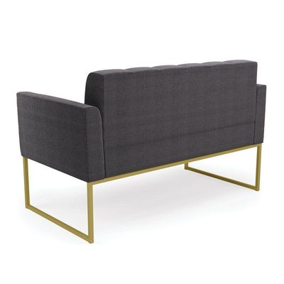 Namoradeira E 2 Poltronas Industrial Dourado Elisa Bouclê Grafite D03 - DRossi