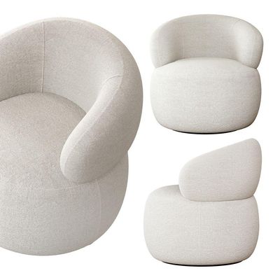 Poltrona Orgânica Atemporal Base Giratória Eloah Bouclé Italiano Off White