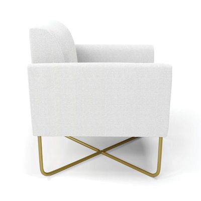 Poltrona Sala Base X Industrial Dourado Marisa Bouclê Off White D03 - DRossi