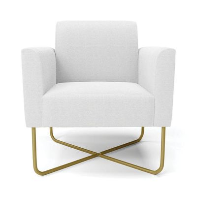 Poltrona Sala Base X Industrial Dourado Marisa Bouclê Off White D03 - DRossi