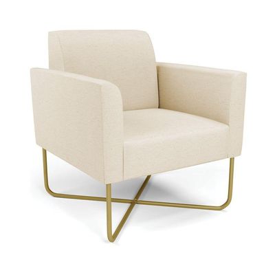 Poltrona Base X Industrial Dourado Marisa Linho D03 - DRossi A19 Bege