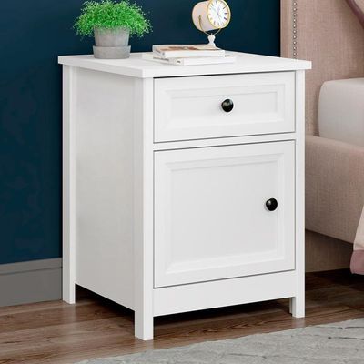 Mesa De Cabeceira 1 Porta 1 Gaveta 45 Cm Dm112 Branco Dtall Branco