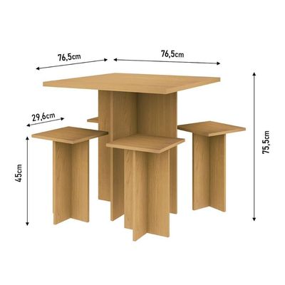 Mesa De Jantar Genialflex Kit 4 Bancos Carvalho Dakar