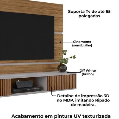 Painel Suspenso Tv 65 Pol 160 Cm Ambar Cinamomo Off White Bechara