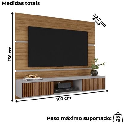 Painel Suspenso Tv 65 Pol 160 Cm Ambar Cinamomo Off White Bechara