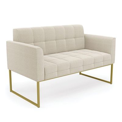 Namoradeira E Poltrona Industrial Dourado Elisa Bouclê Bege D03 - DRossi