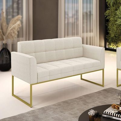 Namoradeira E Poltrona Industrial Dourado Elisa Bouclê Bege D03 - DRossi