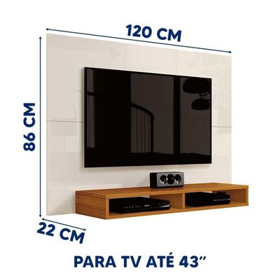 Painel Para Tv Até 43 Polegadas 1,20m Com Nicho Fox New Edn - Off White - Cedro Off White - Cedro