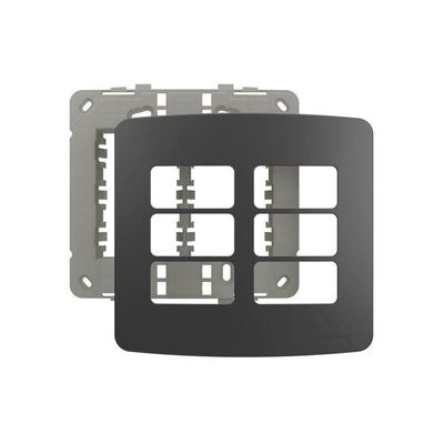 Placa Com Suporte Margirius B3 Colors 4x4 Para 6 Módulos Horizontais Grafite
