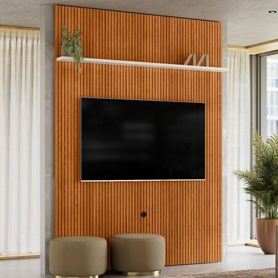 Painel Tv 65 Pol 245x179 Cm New Interlagos Cinamomo Off White Madetec