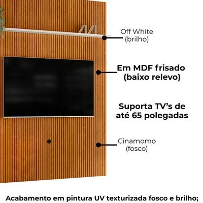 Painel Tv 65 Pol 245x179 Cm New Interlagos Cinamomo Off White Madetec