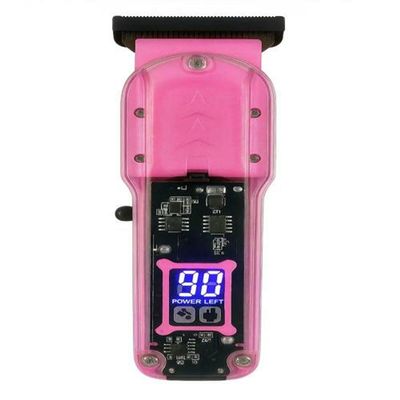 Maquina De Cortar Cabelo Transparente Visor Digital Rosa