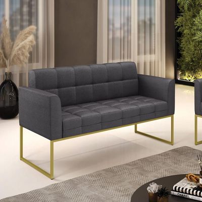 Namoradeira E Poltrona Industrial Dourado Elisa Bouclê Grafite D03 - DRossi
