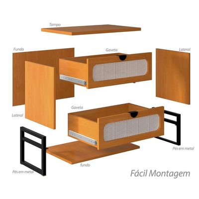 Mesa De Cabeceira Luxo Titanium Com Fino Acabamento 45cm - Nature - Preto