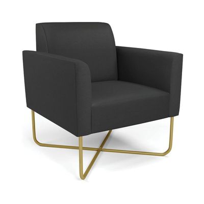 Poltrona Base X Industrial Dourado Marisa Corino Preto