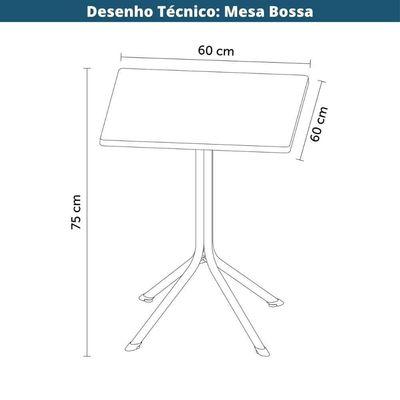 Mesa Quadrada Bossa Rivatti 75cm Pp Preto-aço Preto