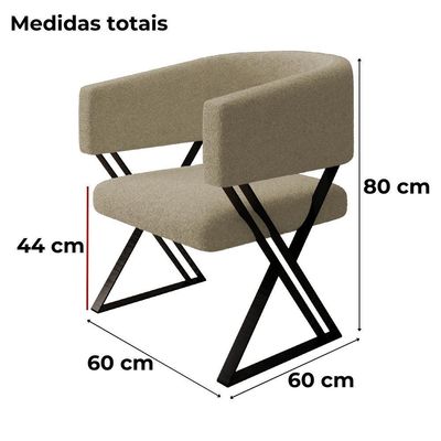 Kit 2 Poltronas Decorativas Mirela Pes Metal Boucle Bege Vconcept