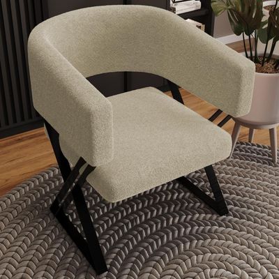 Kit 2 Poltronas Decorativas Mirela Pes Metal Boucle Bege Vconcept