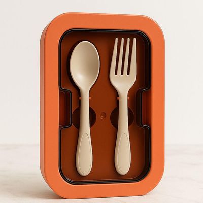 Kit Marmita Com Divisórias E Talheres Terracota