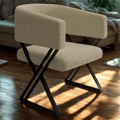 Kit 2 Poltronas Decorativas Mirela Pes Metal Boucle Bege Vconcept
