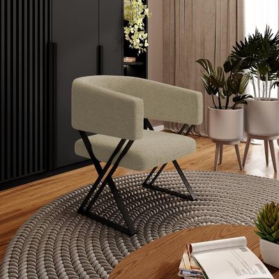 Kit 2 Poltronas Decorativas Mirela Pes Metal Boucle Bege Vconcept