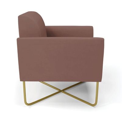 Kit 2 Poltronas Base X Industrial Dourado Marisa Veludo Rose