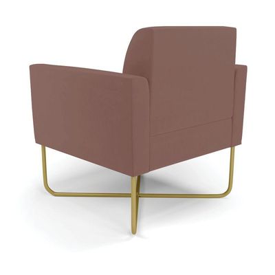 Kit 2 Poltronas Base X Industrial Dourado Marisa Veludo Rose