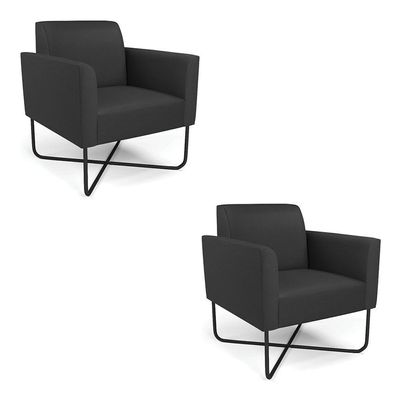 Kit 2 Poltronas Base X Industrial Preto Marisa Corino Preto