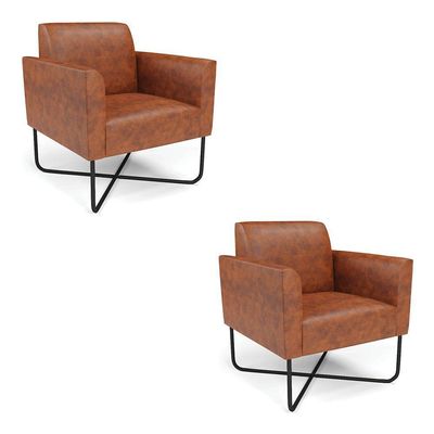 Kit 2 Poltronas Base X Industrial Preto Marisa Corano Nozes