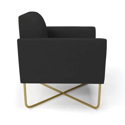 Kit 2 Poltronas Base X Industrial Dourado Marisa Veludo Preto