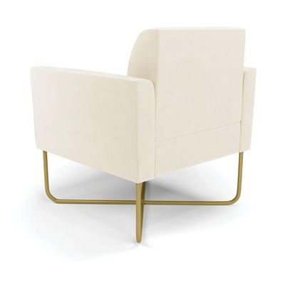 Kit 2 Poltronas Base X Industrial Dourado Marisa Veludo Bege