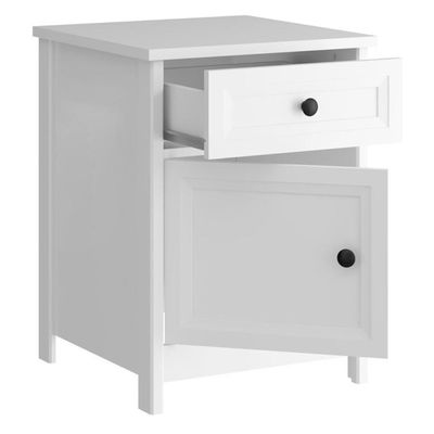 Kit 02 Mesas De Cabeceira 1 Porta E 1 Gaveta 45 Cm Dm112 Branco Branco