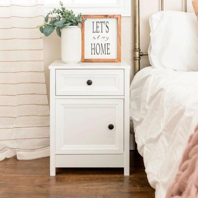 Kit 02 Mesas De Cabeceira 1 Porta E 1 Gaveta 45 Cm Dm112 Branco Branco