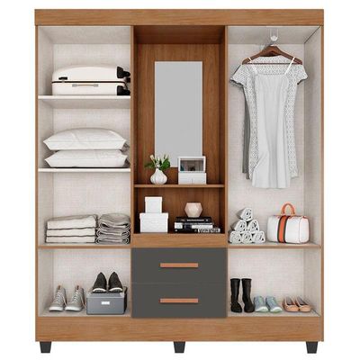 Guarda Roupa Casal Capela Lite Nature Cinza – Móveis Leão