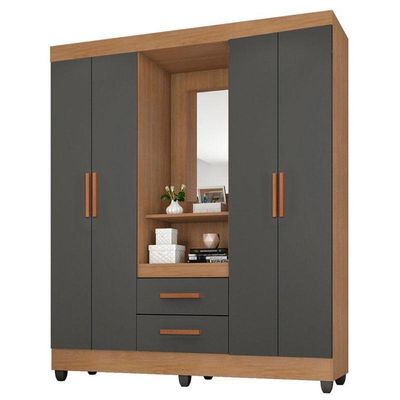 Guarda Roupa Casal Capela Lite Nature Cinza – Móveis Leão