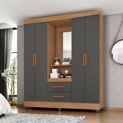 Guarda Roupa Casal Capela Lite Nature Cinza – Móveis Leão