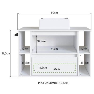 Gabinete Para Banheiro Com Cuba 01 Gav 80cm Branco Proddy
