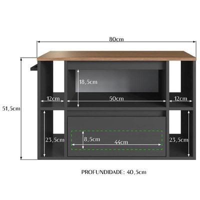 Gabinete Para Banheiro 01 Porta 01 Gaveta 80cm Mel Grafite Proddy Mel