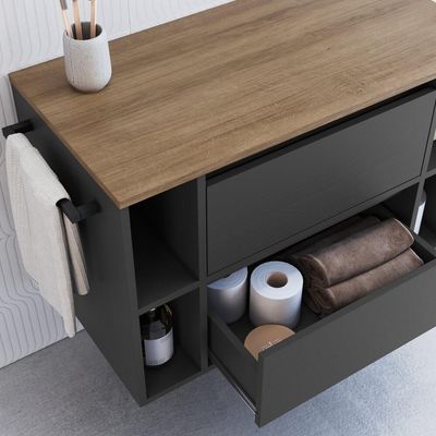Gabinete Para Banheiro 01 Porta 01 Gaveta 80cm Mel Grafite Proddy Mel