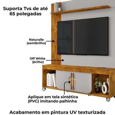 Estante Home Tv 65 Pol 160 Cm Maragogi Naturalle Off White Bechara