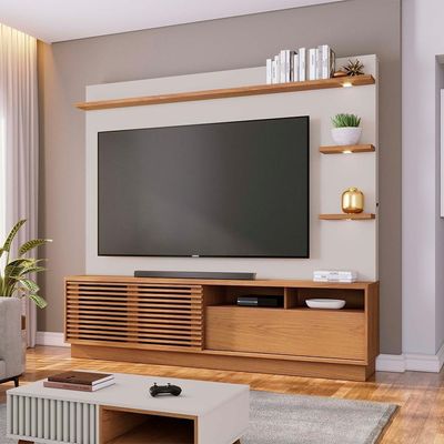 Estante Home Tv 70 Pol 200 Cm Campeche Freijo Off White Matte Colibri