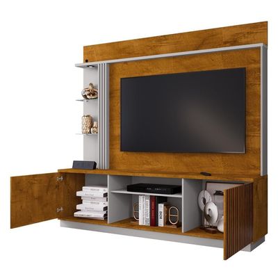 Estante Home Tv 65 Pol 201 Cm Atlanta Naturalle Off White Bechara