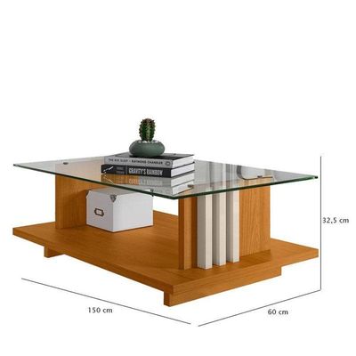 Estante Home Theater Suspenso íris Com Mesa De Centro Frizz Cinamomo Off White - Madetec