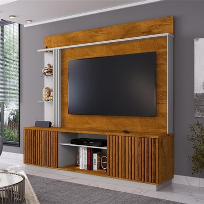 Estante Home Tv 65 Pol 201 Cm Atlanta Naturalle Off White Bechara