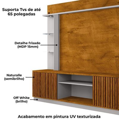 Estante Home Tv 65 Pol 201 Cm Atlanta Naturalle Off White Bechara