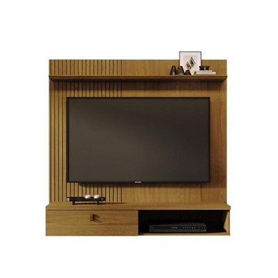 Estante Home Theater Suspenso íris Cumaru Com Cristaleira Marina Cumaru Opala – Madetec